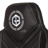 Logotyp på nackstödet av den svarta spelstolen GAMEBREAKER COLOSSUS från hjh OFFICE