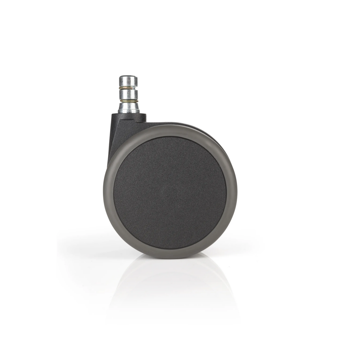 Svarta Stol på hjul 5x ROLO No-Noise 11mm/75mm för hårda golv med silverfärgad metallstift från hjh OFFICE – 360-gradersvy (framifrån 0°)