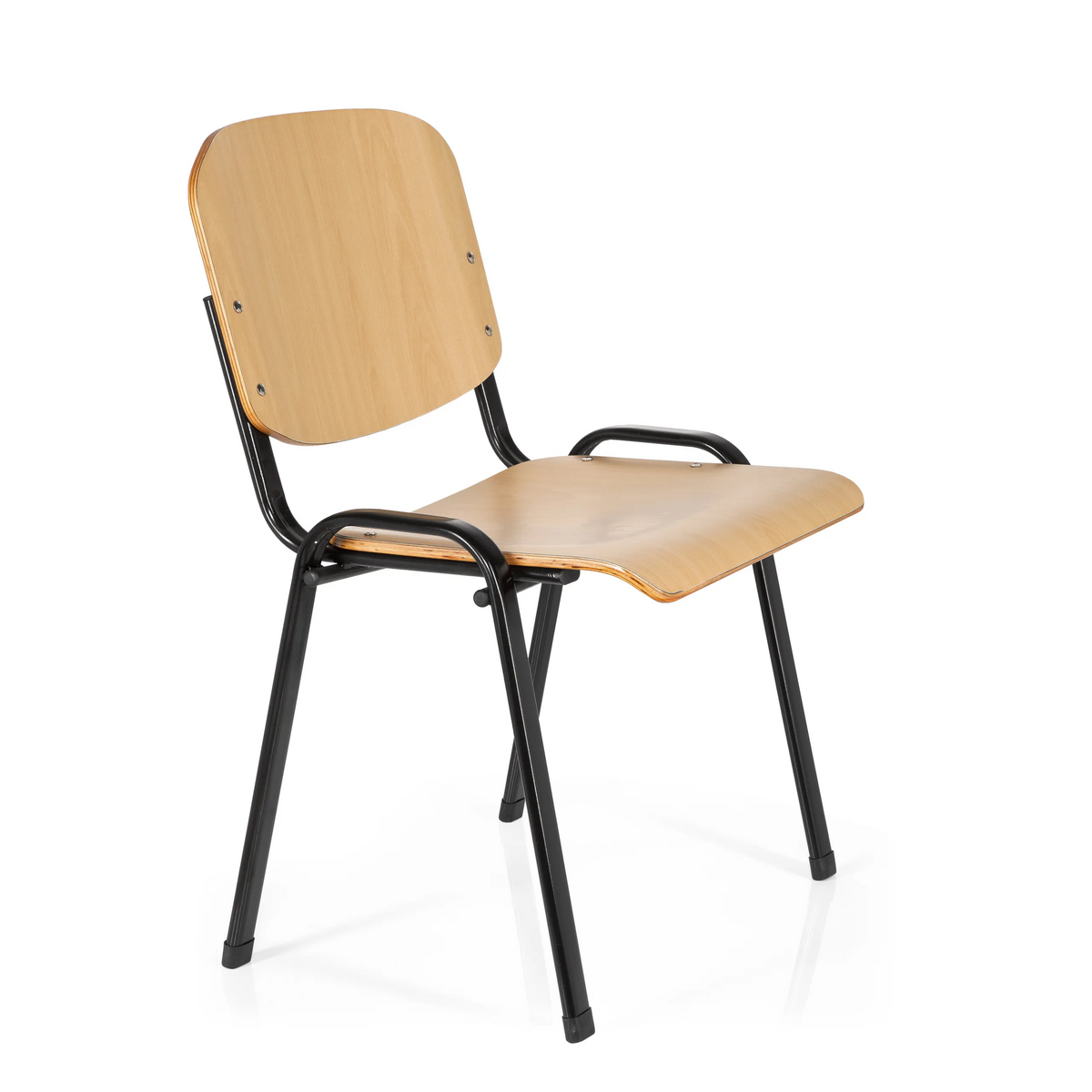 Fyrbent stol XT 600 SW H med sits och ryggstöd i bok och svart underrede från hjh OFFICE – 360-gradersvy (snett framifrån 60°)