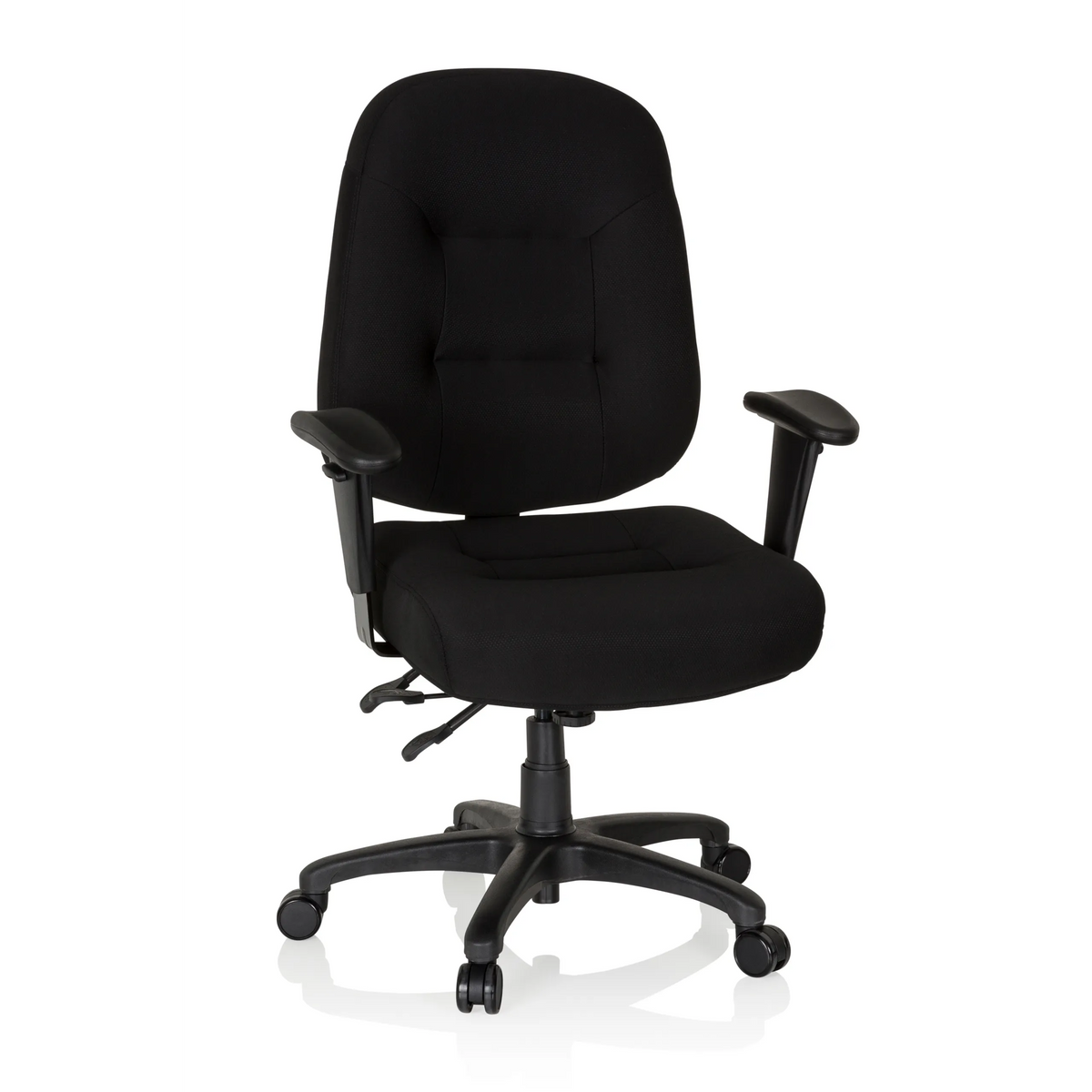Svart Professionell kontorsstol ZENIT XXL med armstöd och femhjulig fotkorsbas från hjh OFFICE – 360-gradersvy (framifrån 20°)