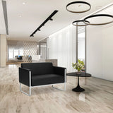 Svart Loungesoffa ARUBA STEP som tvåsitssoffa med silverfärgad ram från hjh OFFICE