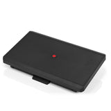 Svart Fotstöd PIEDINO STRIPE PRO med räfflad yta och röd knapp från hjh OFFICE – 360-gradersvy (framifrån 0°)