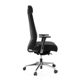 Svart Professionell kontorsstol PRO-TEC XXL med tygklädsel, nackstöd och femhjulig fotkorsbas från hjh OFFICE – 360-gradersvy (sidoprofil 90°)