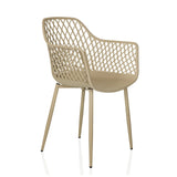 Beige utomhusstol BEGIO L med nätrygg och fyra ben från hjh LIVING – 360-gradersvy (snett framifrån 45°)
