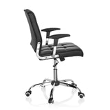 Svart Home Office kontorsstol ERNESTO med quiltad stoppning och femhjulig fotkorsbas från hjh OFFICE – 360-gradersvy (sidoprofil 100°)