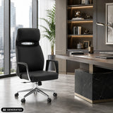 Svart Professionell chefsfåtölj VELVET ECO med kromställning och mattahjul från hjh OFFICE