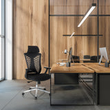 Svart Professionell kontorsstol FALEO B med nätryggstöd och armstöd från hjh OFFICE