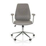 Grå Home Office chefsfåtölj THEO I med quiltat ryggstöd och femhjulig bas från hjh OFFICE – 360-gradersvy (framifrån 0°)