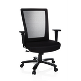 Svart snurrstol XXL EXTENDER med nätrygg och femhjulig fotkorsbas från hjh OFFICE – 360-gradersvy (framifrån 20°)