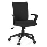 Svart Home Office kontorsstol SOFT med armstöd och femhjulig stjärnfot från hjh OFFICE – 360-gradersvy (framifrån 20°)