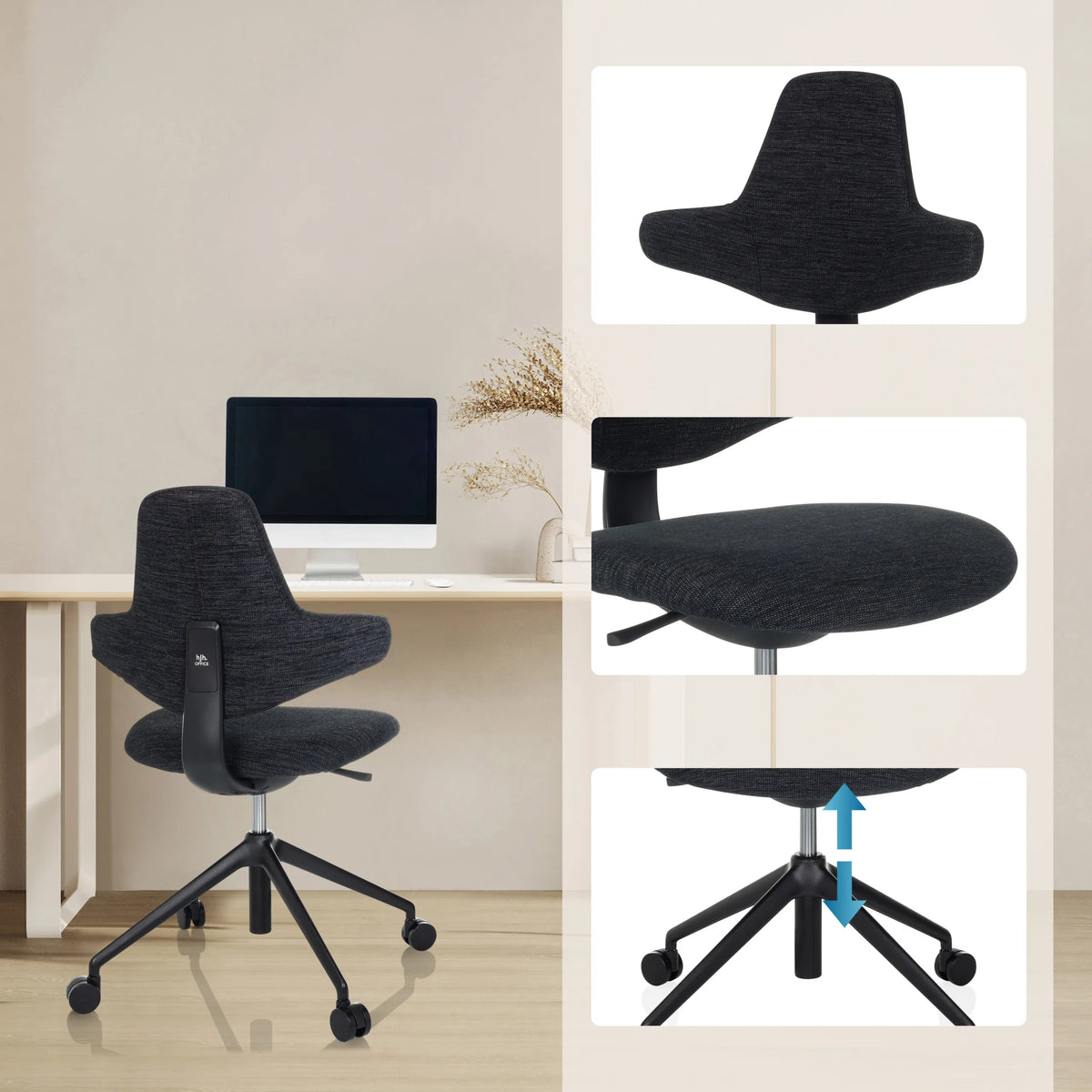 Höjdjusterbart fotkors och sits på Professionell kontorsstol PALIANO från hjh OFFICE