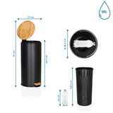 Måttritning av CLEAN BAMBOO papperskorg med 30 l volym och en höjd på 91 cm från hjh OFFICE