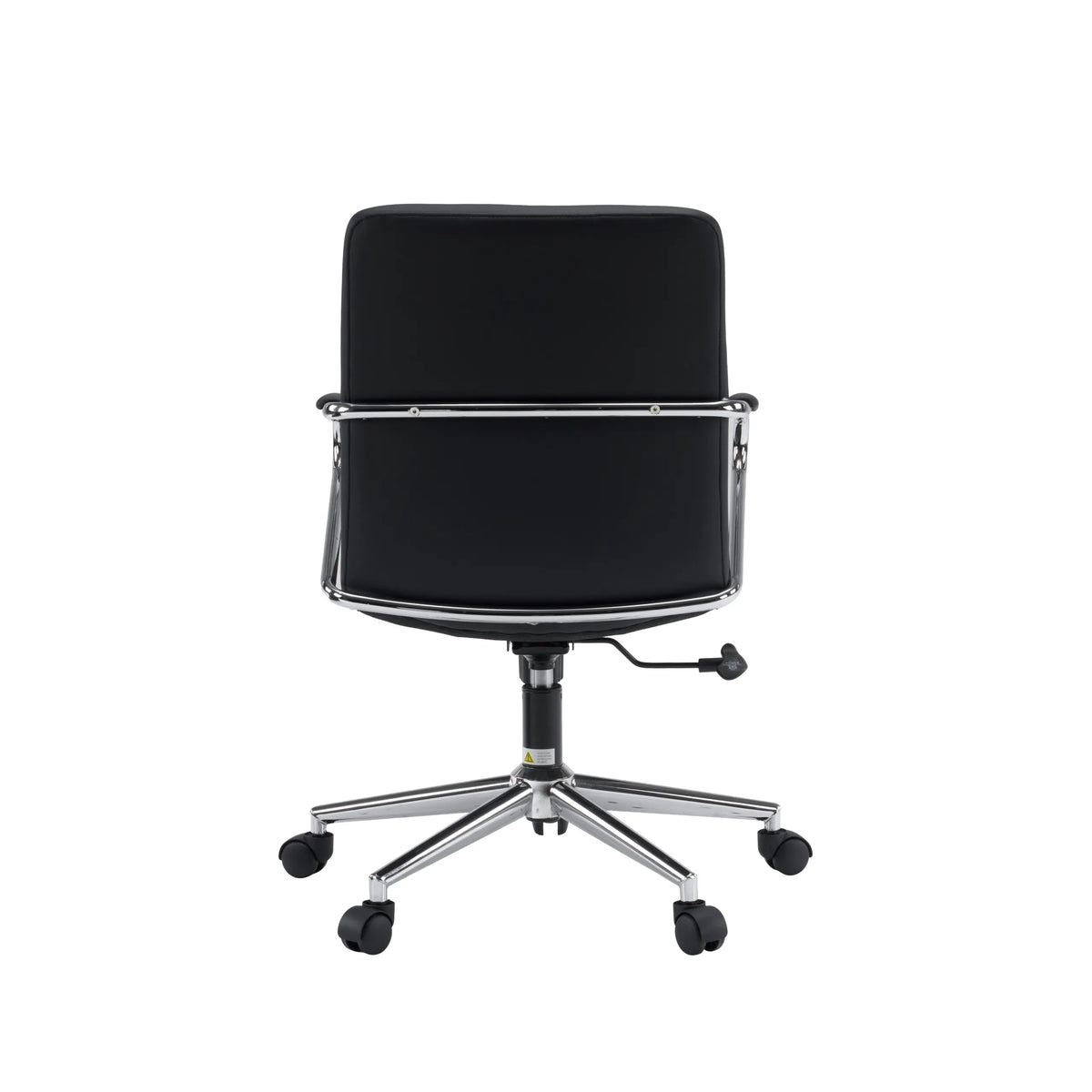 Baksida av Rovento Home Office kontorsstol i svart med kromad ram från hjh OFFICE