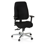 Svart Professionell kontorsstol ZENIT COMFORT med armstöd och femhjulig fotkorsbas från hjh OFFICE – 360-gradersvy (framifrån 20°)