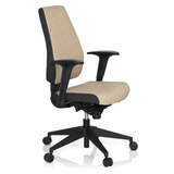 Beige Professionell kontorsstol PRO-TEC 500 med armstöd och ett svart femstjärnigt underrede med hjul från hjh OFFICE – 360-gradersvy (snett framifrån 60°)