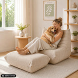 Beige sittsäck Sitzolo Podi med matchande fotpall från hjh LIVING (AI-genererad bild)