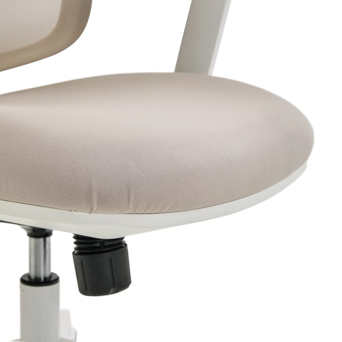 Beige tygpolstrad sits på Professionell kontorsstol ERGOMY W med vit ram från MyBuero