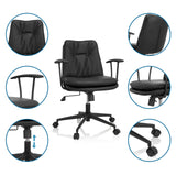 Svart Home Office kontorsstol SMALLO med detaljvyer av ryggstöd, armstöd och hjul från hjh OFFICE