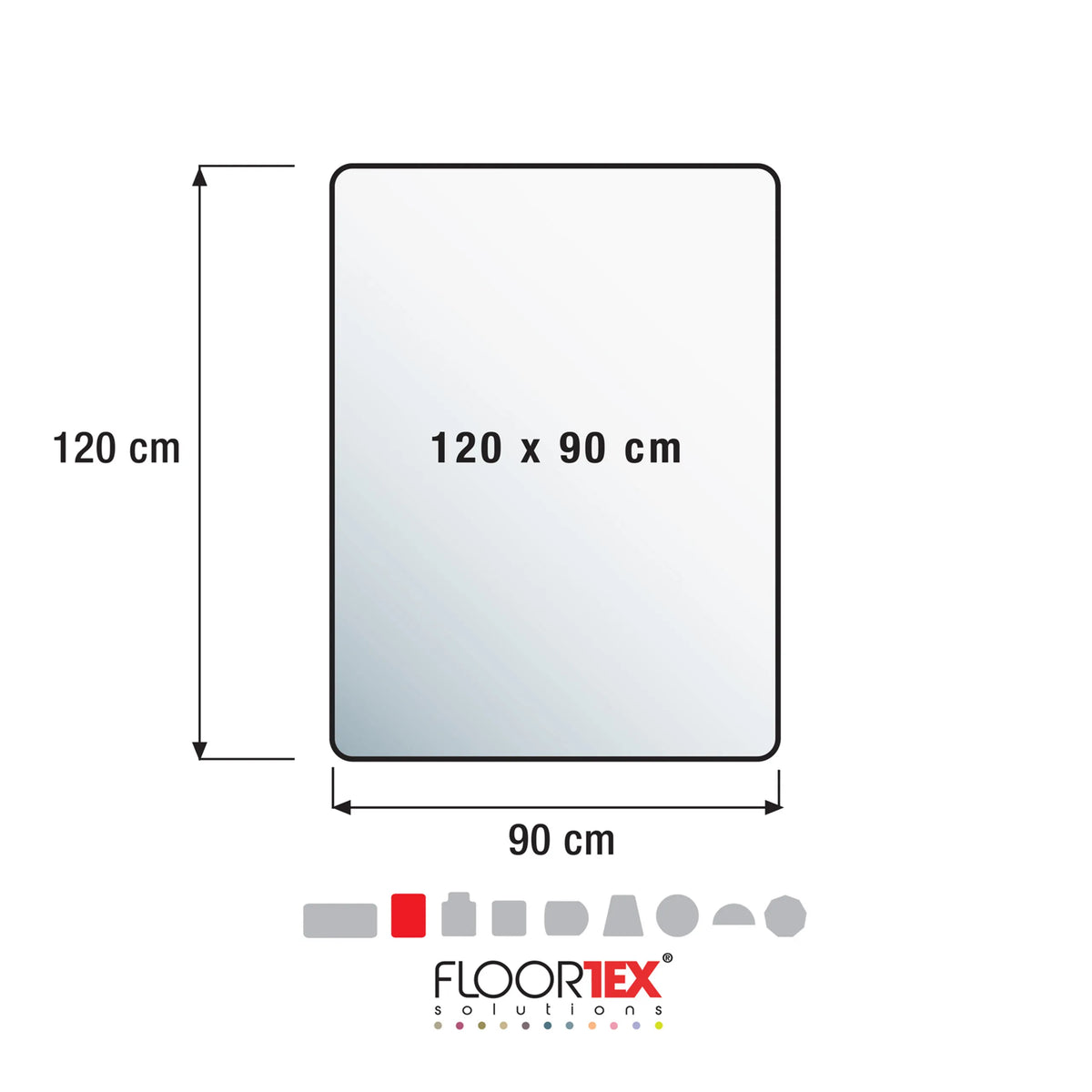 Teknisk ritning av Skyddsmatta ULTIMAT II med 120 x 90 cm från Floortex