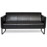 Svart Loungesoffa BALI BLACK som tresitssoffa med armstöd och metallstomme från hjh OFFICE – 360-gradersvy (framifrån 0°)