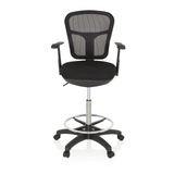 Svart Bardiskstol TOP WORK 108 med nätrygg, fotring och femhjulig stjärnfot från hjh OFFICE – 360-gradersvy (framifrån 0°)