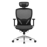 Svart Hög kontorsstol VENUS ONE med nätrygg och femstjärnig fotkorsbas med hjul från hjh OFFICE – 360-gradersvy (framifrån 0°)