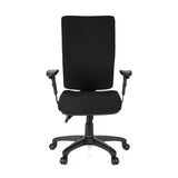 Svart Professionell kontorsstol ZENIT HIGH med armstöd och femhjulig fotkorsbas från hjh OFFICE – 360-gradersvy (framifrån 0°)