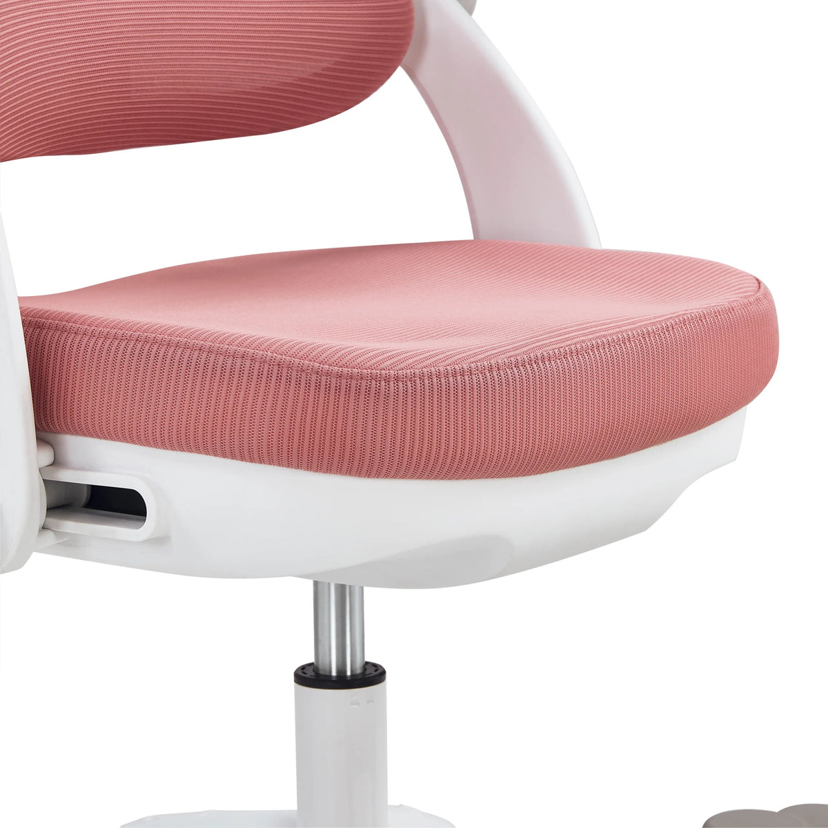 Rosa vadderad sits på Kiddy Smart Step snurrstol för barn med vit ram från hjh OFFICE