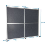 Måttsättning av Skärmvägg FLEXMIUT MODUL med 193,5 × 167,3 cm i grå från hjh OFFICE