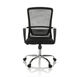 Svart Home Office kontorsstol STAR-TEC S med nätrygg och femhjulig fotkorsbas från hjh OFFICE – 360-gradersvy (framifrån 0°)