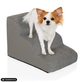 Grå PAWY STEP 3 husdjurstrappa med en liten hund från hjh LIVING (AI-genererad bild)