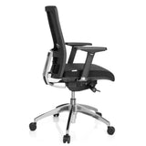 Svart Professionell kontorsstol ASTRA BASE N med nätrygg och blank femstjärnig fot med hjul från hjh OFFICE – 360-gradersvy (sidoprofil 100°)