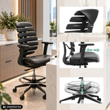 Svart bardiskstol ERGO LINE II WORK i läder med fotring och justerbara armstöd från hjh OFFICE (AI-genererad bild)