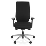 Svart Professionell kontorsstol PRO-TEC 700 med armstöd och blankt femstjärnigt underrede med hjul från hjh OFFICE – 360-gradersvy (framifrån 0°)
