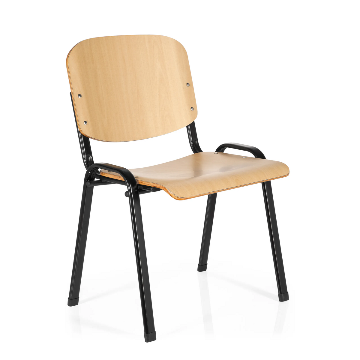 Fyrbent stol XT 600 SW H med sits och ryggstöd i bok och svart underrede från hjh OFFICE – 360-gradersvy (snett framifrån 40°)