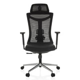 Svart Professionell kontorsstol KAMIAK med nätrygg och femstjärnig fotkorsbas med hjul från hjh OFFICE – 360-gradersvy (framifrån 0°)