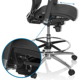 Sitthöjdsjustering och fotring på bardiskstolen TOP WORK 78 från hjh OFFICE
