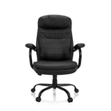 Svart snurrstol RELAX XXL B i konstläder med stjärnfot och fem hjul från hjh OFFICE – 360-gradersvy (framifrån 0°)