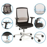 Hög kontorsstol FOUNTAINE i svart med justerbara armstöd och gasfjäder från hjh OFFICE