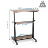Måttritning av Ståskrivbord WORKSTATION II med 80 × 50 cm och en höjd på 80 till 120 cm från hjh OFFICE