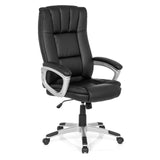 Svart Home Office kontorsstol RELAX CL150 med quiltat överdrag och femhjulig fotkorsbas från MyBuero – 360-gradersvy (snett framifrån 40°)