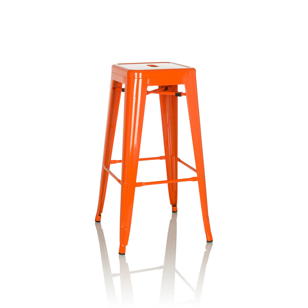 Orange Barstol VANTAGGIO HIGH med fyra ben och integrerade fotstöd från hjh OFFICE – 360-gradersvy (sidoprofil 105°)