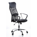 Svart Home Office chefsfåtölj ARIA HIGH med nätrygg och femhjulig fotkorsbas från hjh OFFICE – 360-gradersvy (snett framifrån 60°)