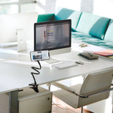 Svart hållare för mobiltelefon & surfplatta FLEXMOBI med flexibel svanhals och bordsklämma från hjh OFFICE