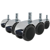 Fünf Stuhlrollen 5x ROLO LUX 10mm/50mm in Schwarz und Silber für Hartböden von hjh OFFICE