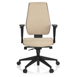 Beige Professionell kontorsstol PRO-TEC 500 med armstöd och ett svart femstjärnigt underrede med hjul från hjh OFFICE – 360-gradersvy (framifrån 0°)