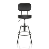 Svart Barstol DISC HIGH med ryggstöd och rund fotring från hjh OFFICE – 360-gradersvy (framifrån 0°)
