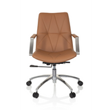 Kamelbrun Home Office kontorsstol SARANTO II med quiltning och femhjulig stjärnfot från hjh OFFICE – 360-gradersvy (framifrån 0°)