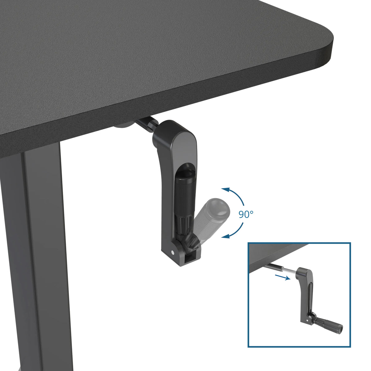 Vevmekanism för höjdjustering av Ståskrivbord STAND CR med 90° svängfunktion från hjh OFFICE