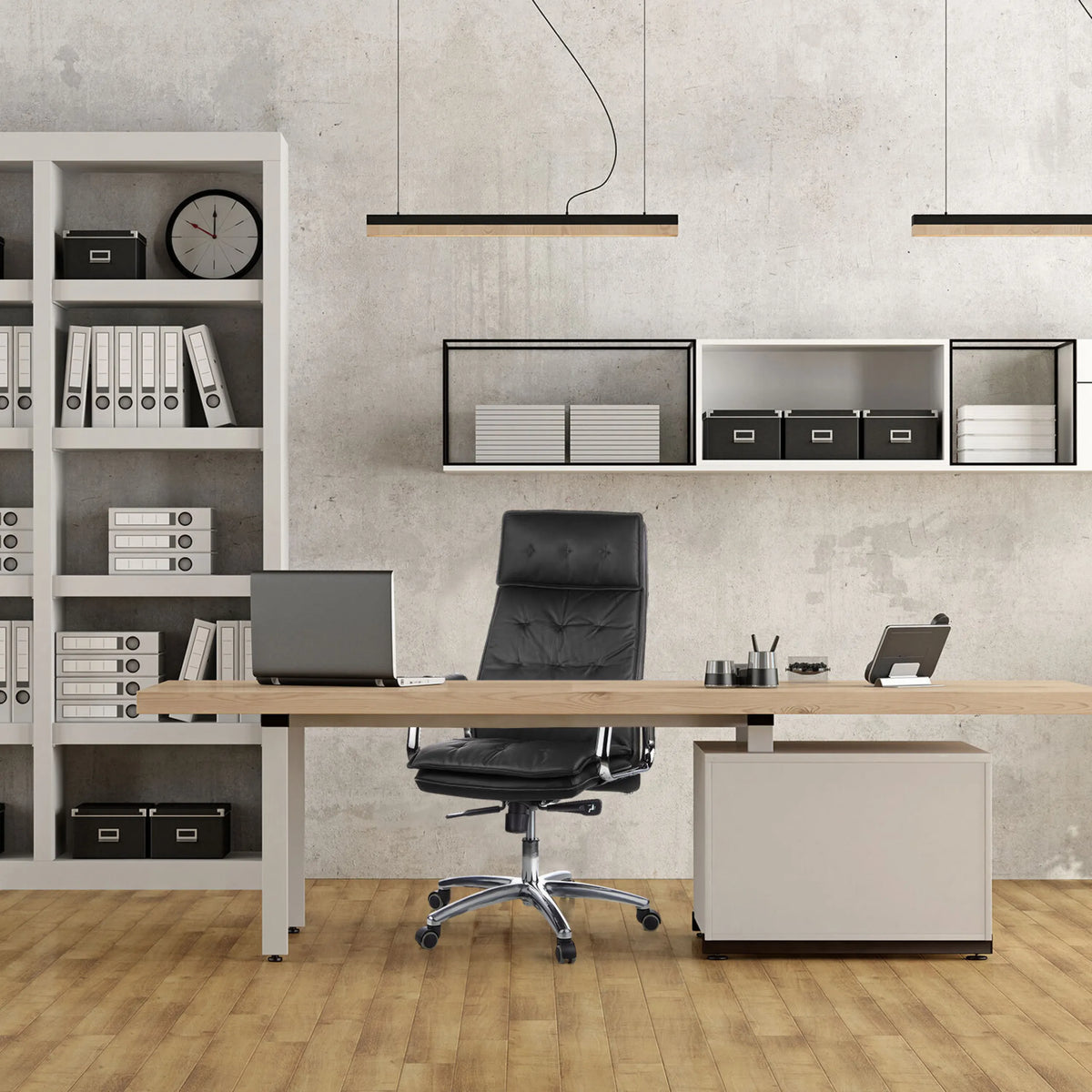 Professionell chefsfåtölj VILLA 20 i svart med quiltad stoppning och metallstjärnfot från hjh OFFICE